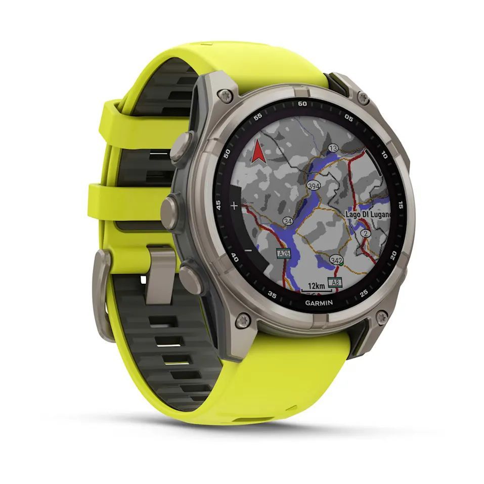 Garmin fenix 8 47mm Solar Sapphire Titanium with Amp yellow/graphite silicone band