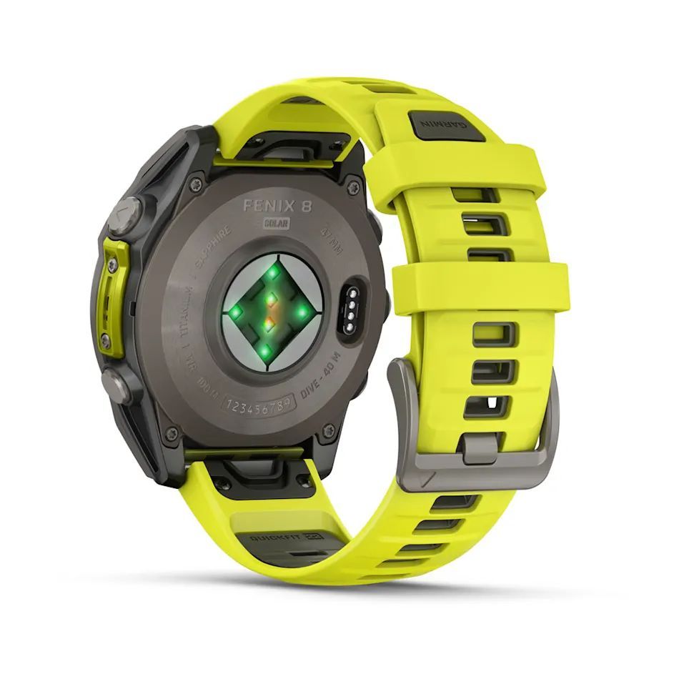 Garmin fenix 8 47mm Solar Sapphire Titanium with Amp yellow/graphite silicone band