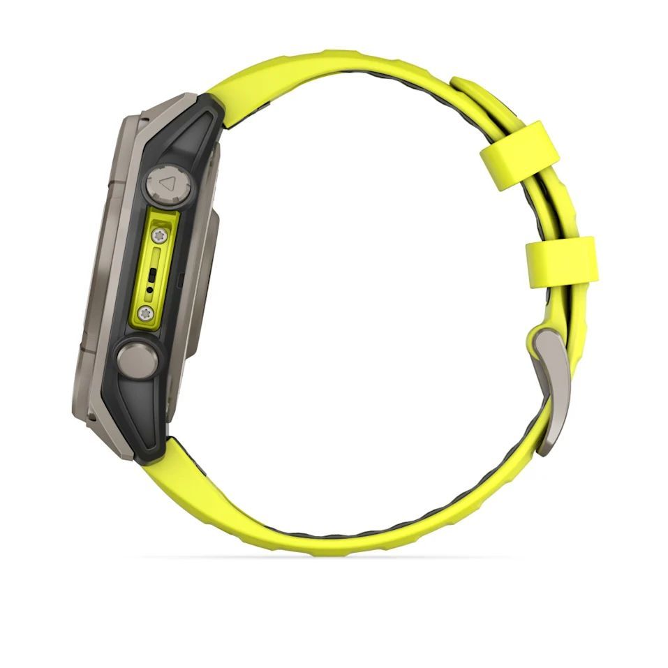 Garmin fenix 8 47mm Solar Sapphire Titanium with Amp yellow/graphite silicone band