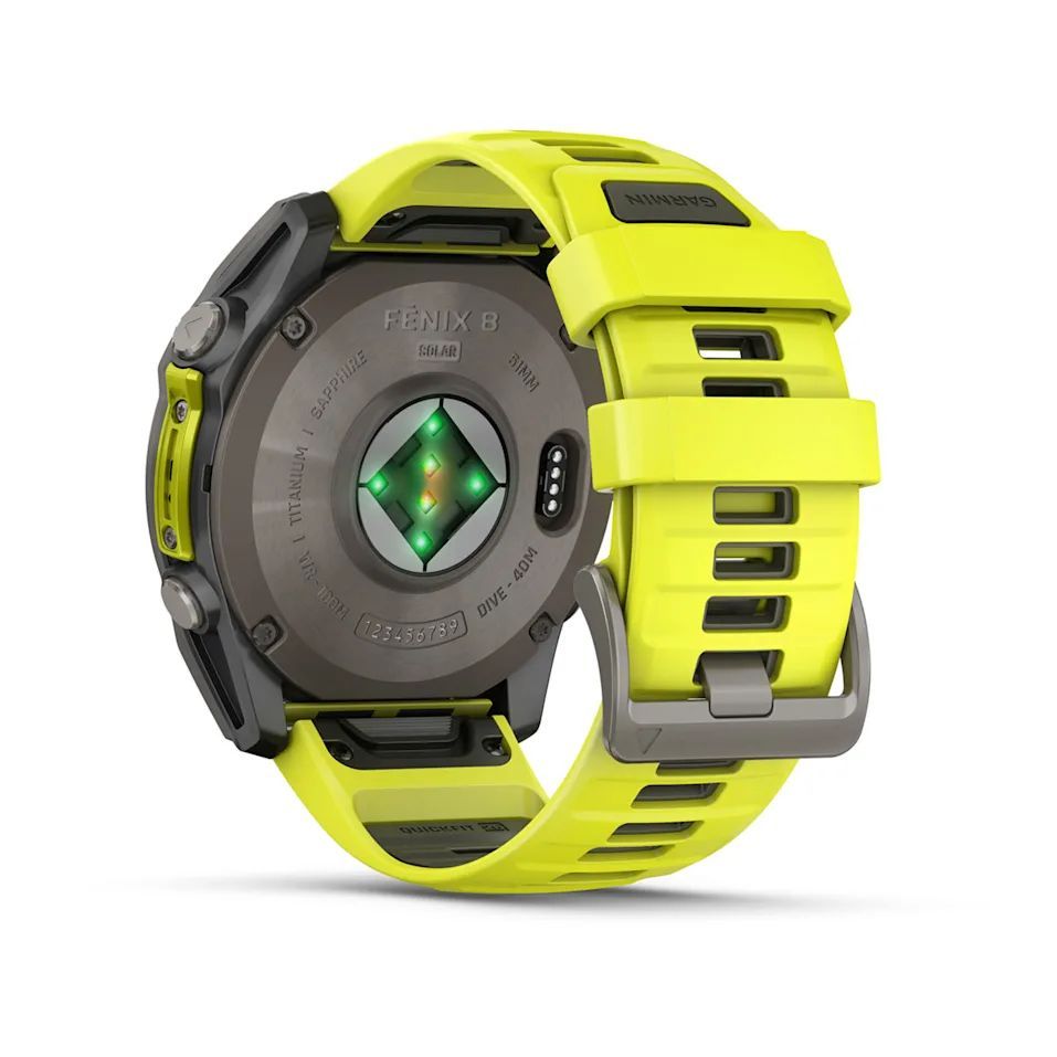 Garmin fenix 8 51mm Solar Sapphire Titanium with Amp yellow/graphite silicone band