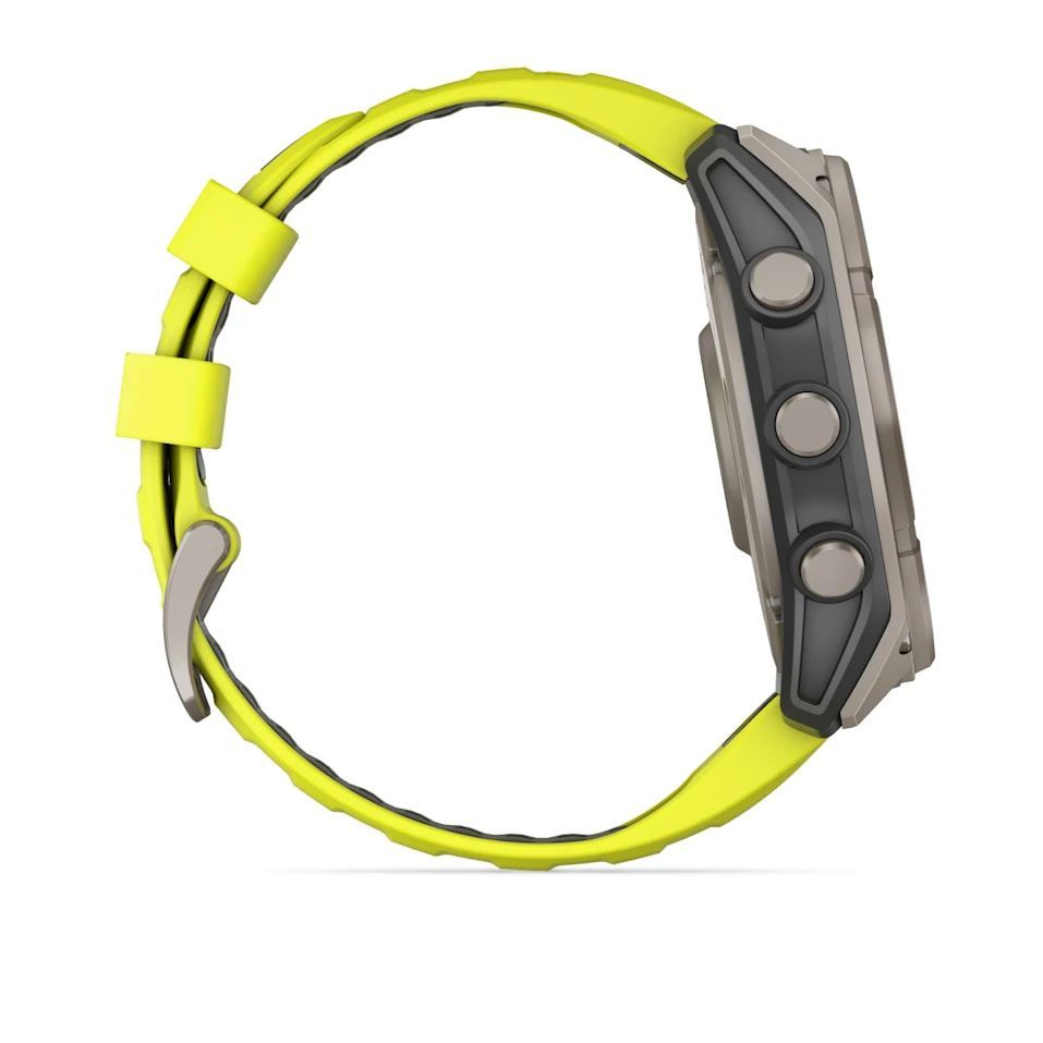 Garmin fenix 8 51mm Solar Sapphire Titanium with Amp yellow/graphite silicone band