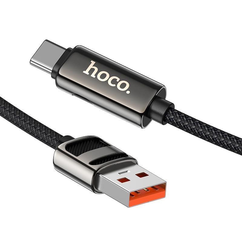 Hoco U137 USB-A to USB-C 66W charging data cable with display 1,2m Black Hoco U137 USB-A to USB-C 66W charging data cable with display 1,2m Black
