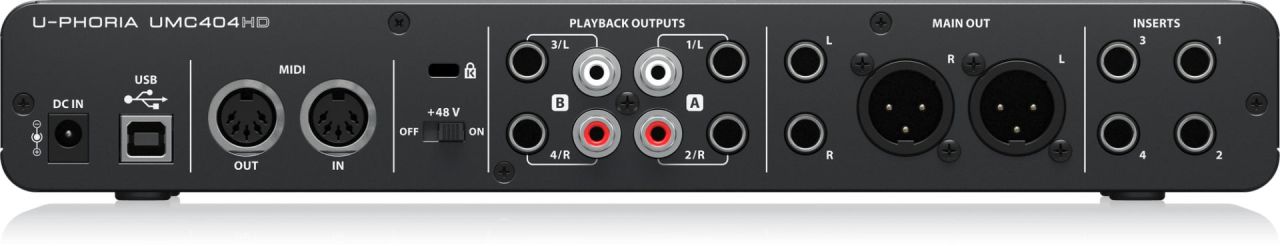 Behringer UMC404HD Audiophile 4x4, 24-Bit/192 kHz USB Audio/MIDI Interface with Midas Mic Preamplifiers Behringer UMC404HD Audiophile 4x4, 24-Bit/192 kHz USB Audio/MIDI Interface with Midas Mic Preamplifiers