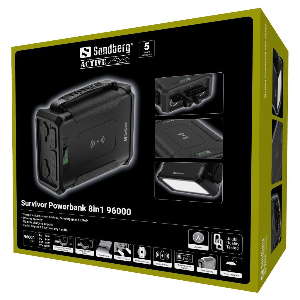 Sandberg Survivor Powerbank 8in1 96000 96000mAh PowerBank Black Sandberg Survivor Powerbank 8in1 96000 96000mAh PowerBank Black