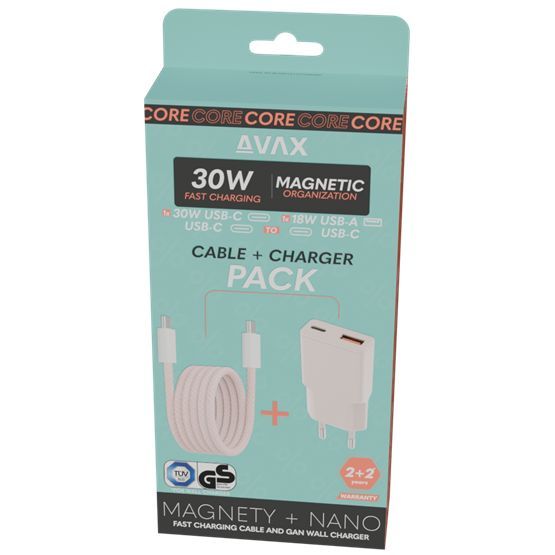 Avax CH641P 30W Charger + CB610P 100W Cable Pink Avax CH641P 30W Charger + CB610P 100W Cable Pink