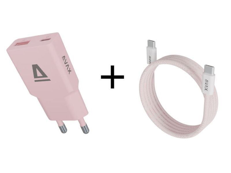 Avax CH641P 30W Charger + CB610P 100W Cable Pink Avax CH641P 30W Charger + CB610P 100W Cable Pink