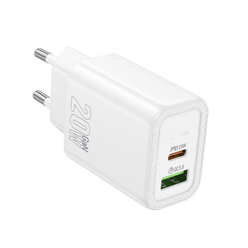 Hoco N61 Gentle USB-A + USB-C PD20W+QC3.0 3A 20W charger White