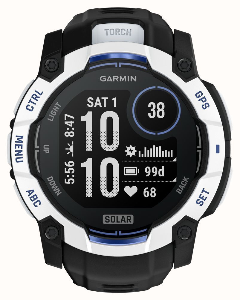 Garmin Instinct 3 50mm Solar Whitestone with Black/Bolt Blue Band Garmin Instinct 3 50mm Solar Whitestone with Black/Bolt Blue Band