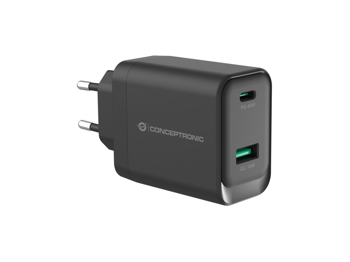 Conceptronic ALTHEA20B45 2-Port 45W GaN USB PD Charger
