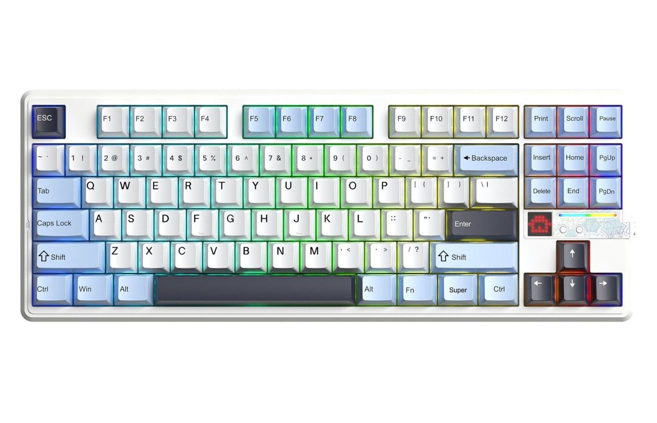 Aula F87 Pro V2 Gasket Gaming Wireless Bluetooth Mechanical Keyboard White/Blue US Aula F87 Pro V2 Gasket Gaming Wireless Bluetooth Mechanical Keyboard White/Blue US