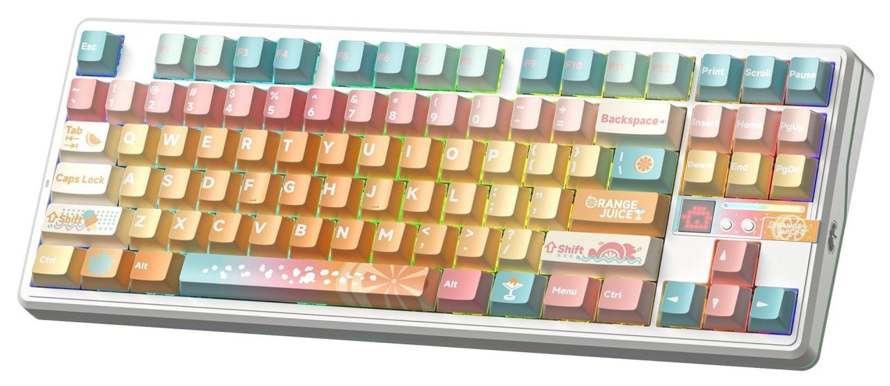 Aula F87 Pro V2 Gasket Gaming Wireless Bluetooth Mechanical Keyboard White/Orange US Aula F87 Pro V2 Gasket Gaming Wireless Bluetooth Mechanical Keyboard White/Orange US