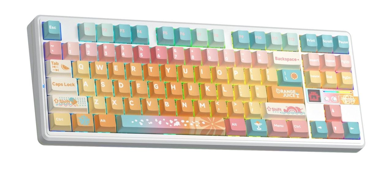 Aula F87 Pro V2 Gasket Gaming Wireless Bluetooth Mechanical Keyboard White/Orange US Aula F87 Pro V2 Gasket Gaming Wireless Bluetooth Mechanical Keyboard White/Orange US