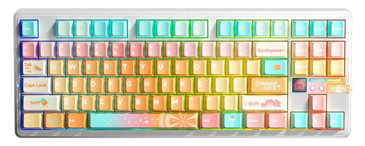 Aula F87 Pro V2 Gasket Gaming Wireless Bluetooth Mechanical Keyboard White/Orange US Aula F87 Pro V2 Gasket Gaming Wireless Bluetooth Mechanical Keyboard White/Orange US