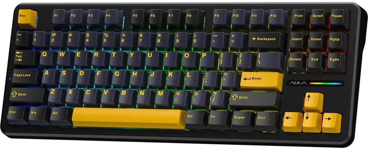 Aula F87 Gasket Gaming Wireless Bluetooth Mechanical Keyboard Black/Yellow US Aula F87 Gasket Gaming Wireless Bluetooth Mechanical Keyboard Black/Yellow US