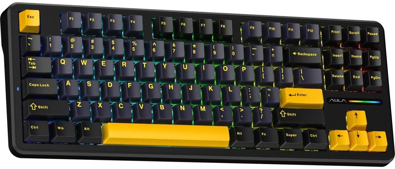 Aula F87 Gasket Gaming Wireless Bluetooth Mechanical Keyboard Black/Yellow US Aula F87 Gasket Gaming Wireless Bluetooth Mechanical Keyboard Black/Yellow US