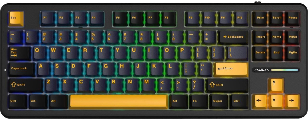 Aula F87 Gasket Gaming Wireless Bluetooth Mechanical Keyboard Black/Yellow US Aula F87 Gasket Gaming Wireless Bluetooth Mechanical Keyboard Black/Yellow US