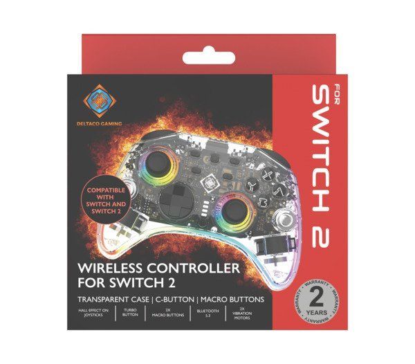 Deltaco GAM-198-T RGB Bluetooth Gamepad Transparent