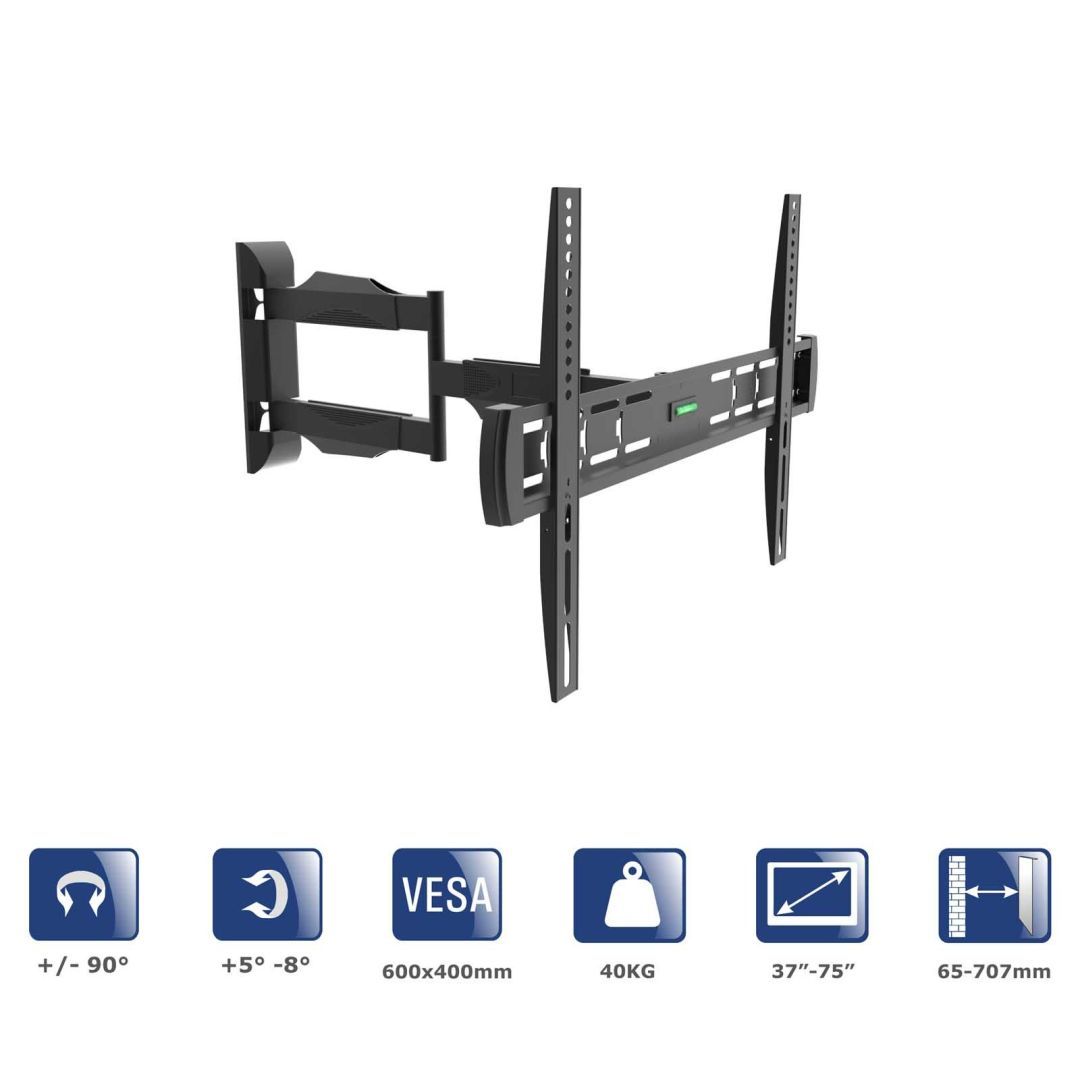Akyga AK-MB-11 TV Wall Mount Full Motion Bracket +/-90° 40kg VESA 600x400mm 37-75" Akyga AK-MB-11 TV Wall Mount Full Motion Bracket +/-90° 40kg VESA 600x400mm 37-75"