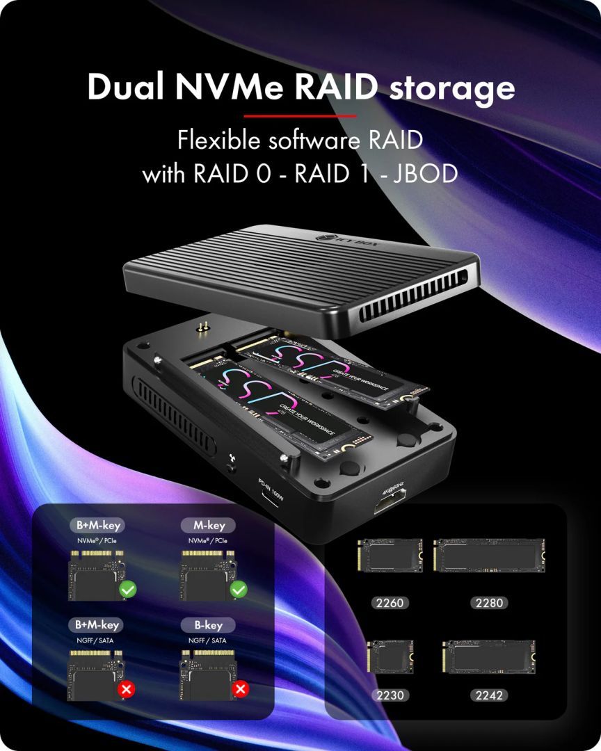 Raidsonic RAID & DockingStation for 2x M.2 NVMe SSD Raidsonic RAID & DockingStation for 2x M.2 NVMe SSD