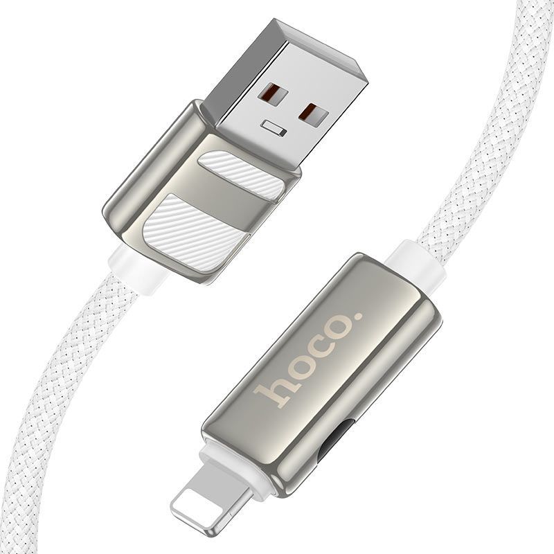 Hoco U137 USB-A to USB-C charging data cable with display 1,2m White Hoco U137 USB-A to USB-C charging data cable with display 1,2m White