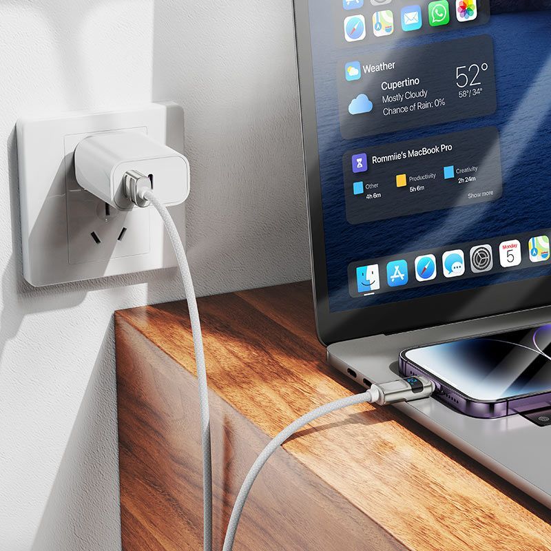 Hoco U137 USB-A to USB-C charging data cable with display 1,2m White Hoco U137 USB-A to USB-C charging data cable with display 1,2m White