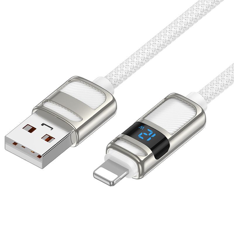 Hoco U137 USB-A to USB-C charging data cable with display 1,2m White Hoco U137 USB-A to USB-C charging data cable with display 1,2m White