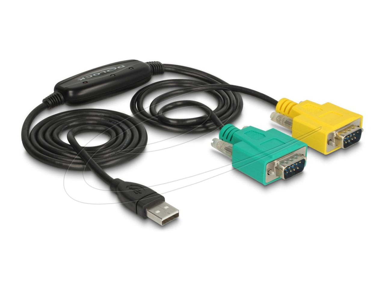 DeLock USB 2.0-A to 2x RS-232 DB9 Cable 1,5m Black DeLock USB 2.0-A to 2x RS-232 DB9 Cable 1,5m Black