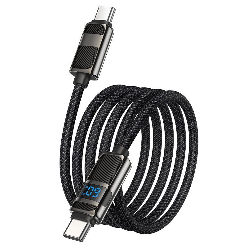 Hoco U137 USB-C to USB-C charging data cable with display 1,2m Black Hoco U137 USB-C to USB-C charging data cable with display 1,2m Black