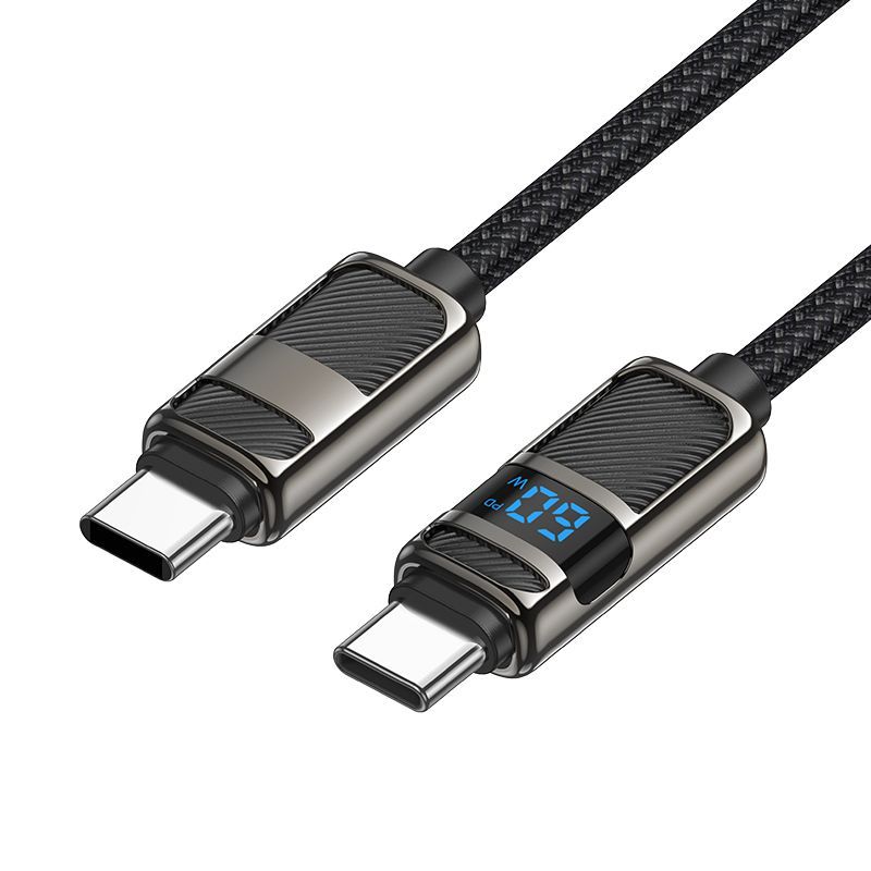 Hoco U137 USB-C to USB-C charging data cable with display 1,2m Black Hoco U137 USB-C to USB-C charging data cable with display 1,2m Black