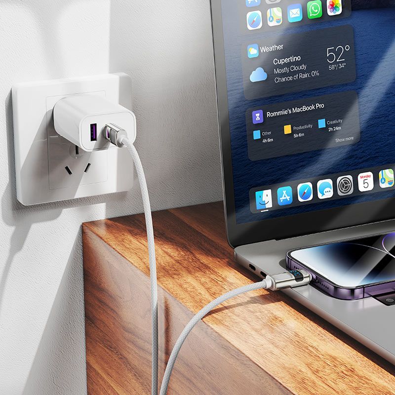 Hoco U137 USB-C to Lightning charging data cable with display 1,2m White Hoco U137 USB-C to Lightning charging data cable with display 1,2m White
