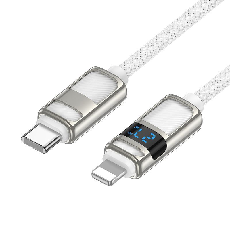Hoco U137 USB-C to Lightning charging data cable with display 1,2m White Hoco U137 USB-C to Lightning charging data cable with display 1,2m White