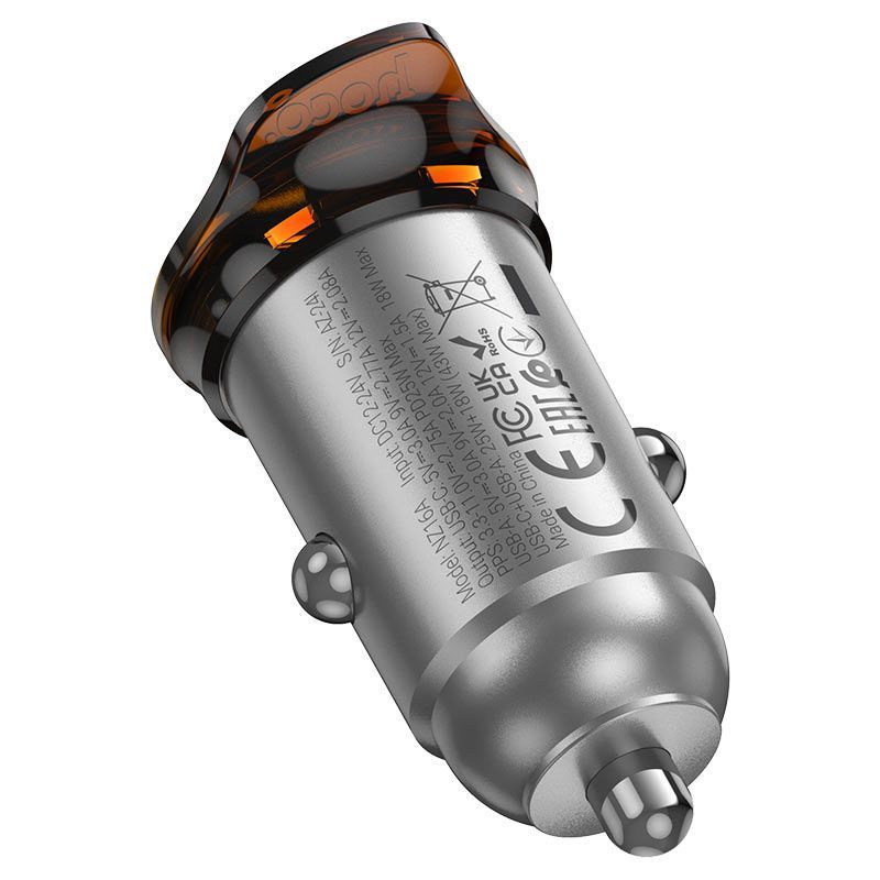 Hoco NZ16A Rigorous Car Charger 43W Metal Grey Hoco NZ16A Rigorous Car Charger 43W Metal Grey