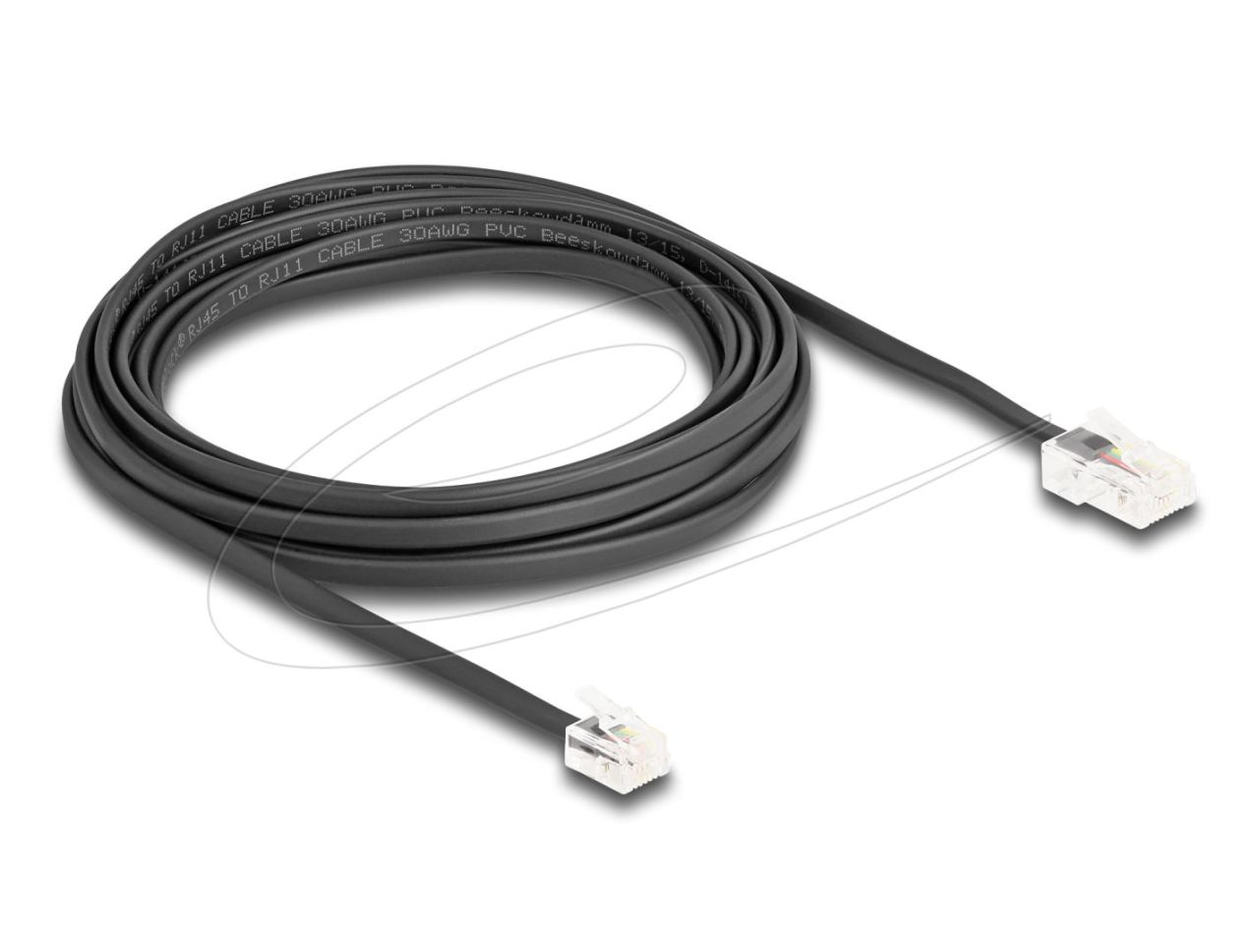 DeLock Telephone Cable RJ45 plug to RJ11 plug 5m Black DeLock Telephone Cable RJ45 plug to RJ11 plug 5m Black