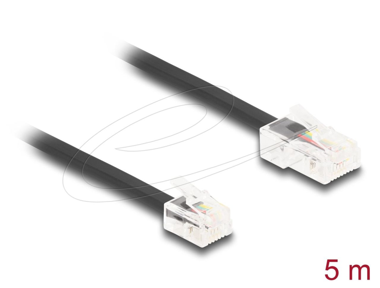 DeLock Telephone Cable RJ45 plug to RJ11 plug 5m Black DeLock Telephone Cable RJ45 plug to RJ11 plug 5m Black