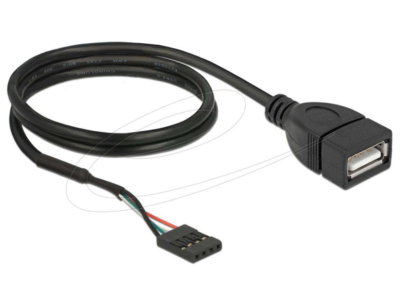 DeLock USB 2.0 pin header to USB 2.0 A 0,6m Black