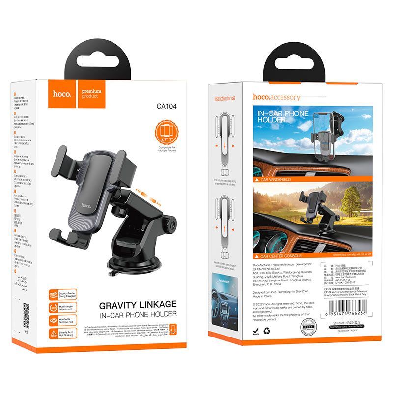 Hoco CA104 Car Phone Holder Black Hoco CA104 Car Phone Holder Black