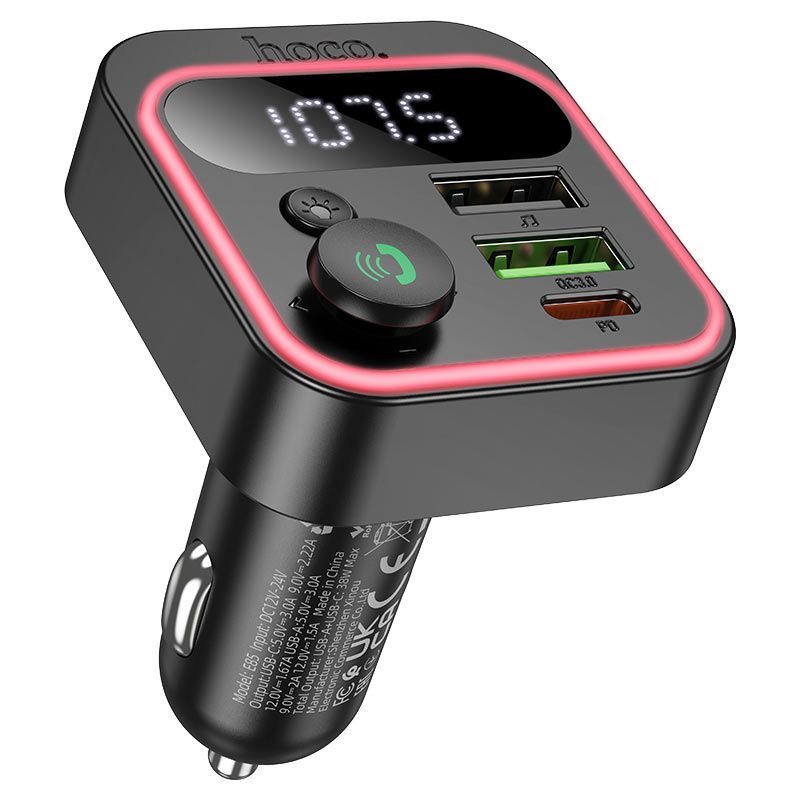 Hoco E85 Bluetooth FM-transmitter Black Hoco E85 Bluetooth FM-transmitter Black