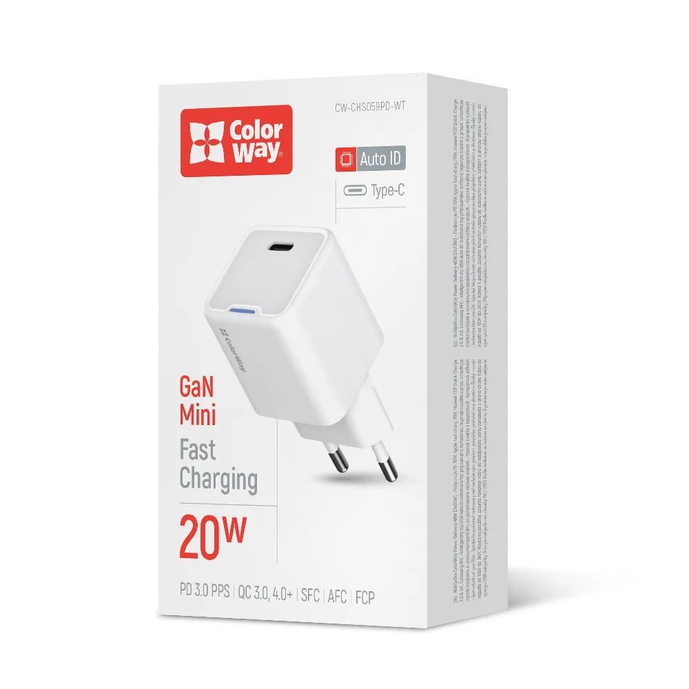 ColorWay CW-CHS059PD-WT AC Charger GaN Mini 20W White