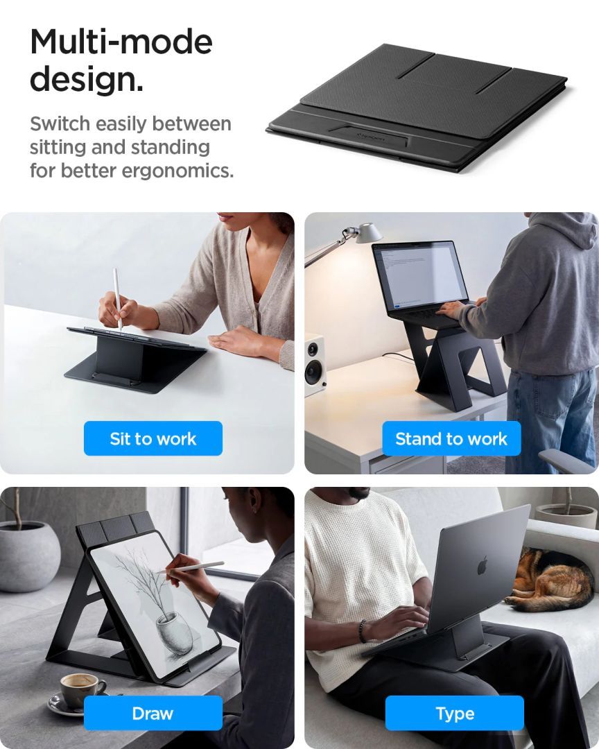 Spigen LD201-S10 Slim Fold Non Adhesive Laptop Stand Black Spigen LD201-S10 Slim Fold Non Adhesive Laptop Stand Black