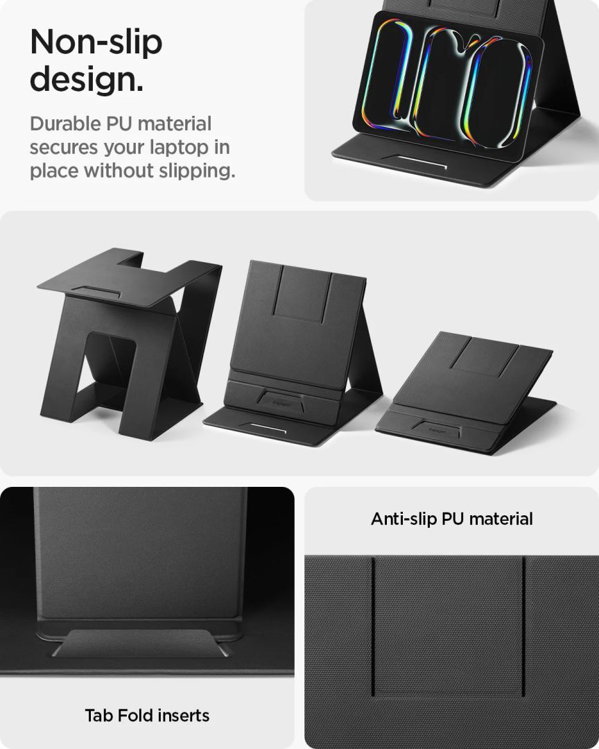 Spigen LD201-S10 Slim Fold Non Adhesive Laptop Stand Black Spigen LD201-S10 Slim Fold Non Adhesive Laptop Stand Black