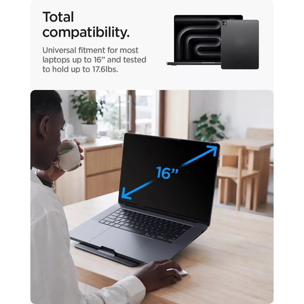 Spigen LD201-S8 Slim Fold Non Adhesive Laptop Stand Black