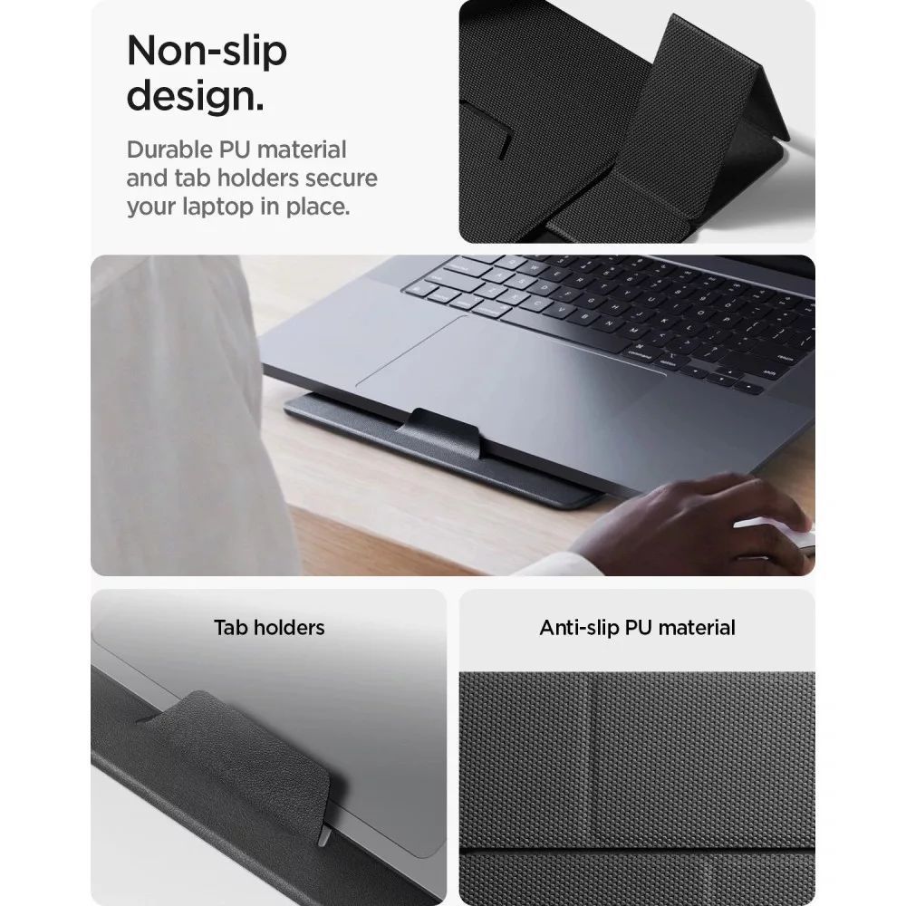 Spigen LD201-S8 Slim Fold Non Adhesive Laptop Stand Black