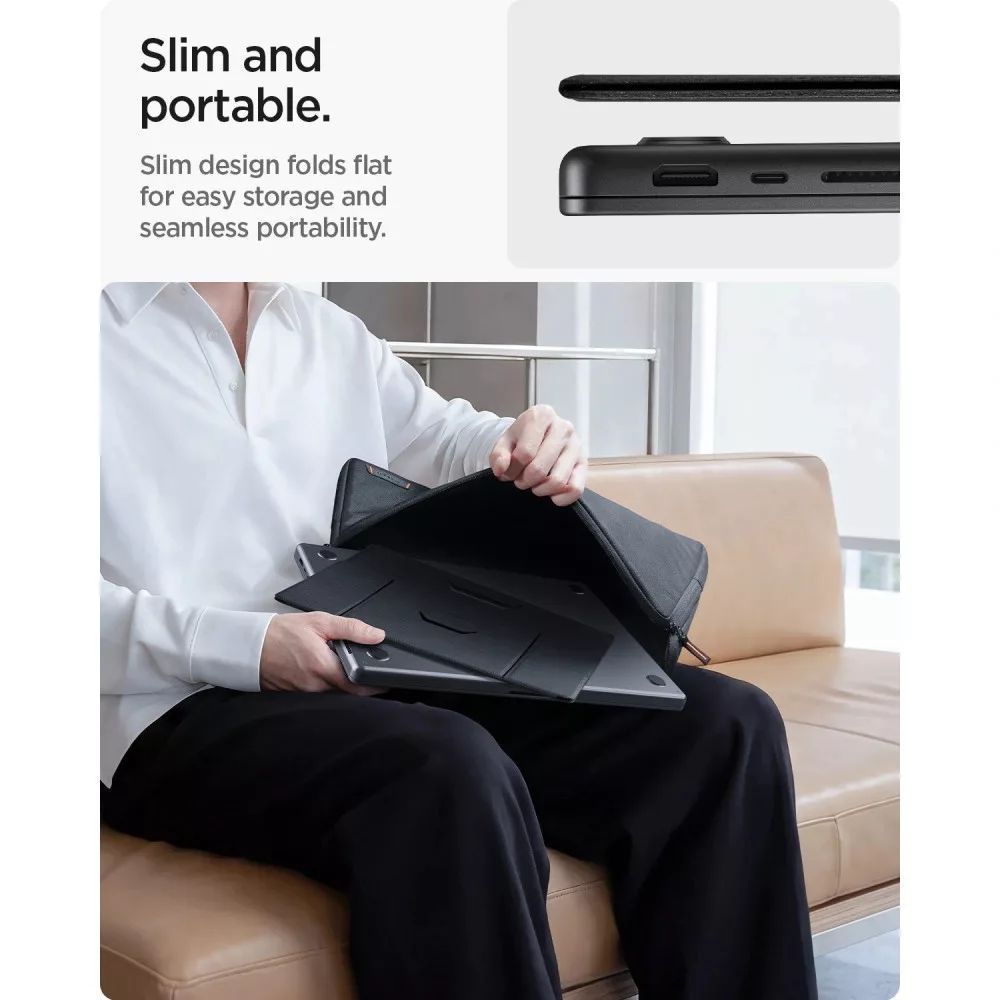 Spigen LD201-S8 Slim Fold Non Adhesive Laptop Stand Black