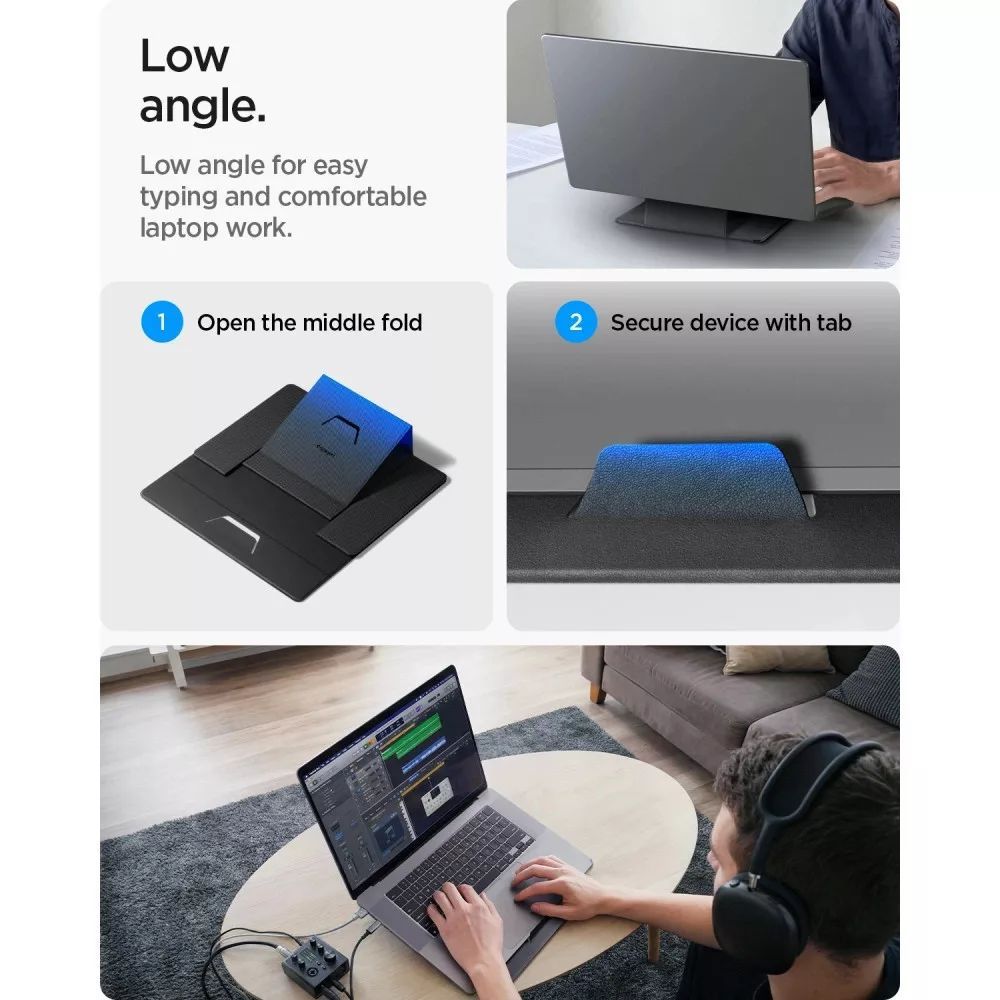 Spigen LD201-S8 Slim Fold Non Adhesive Laptop Stand Black