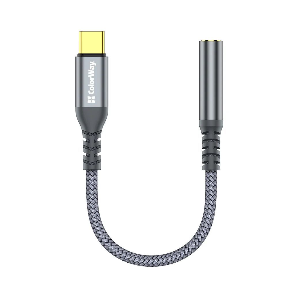 ColorWay USB-C 3.5mm Female Audio Adapter 14cm Grey
