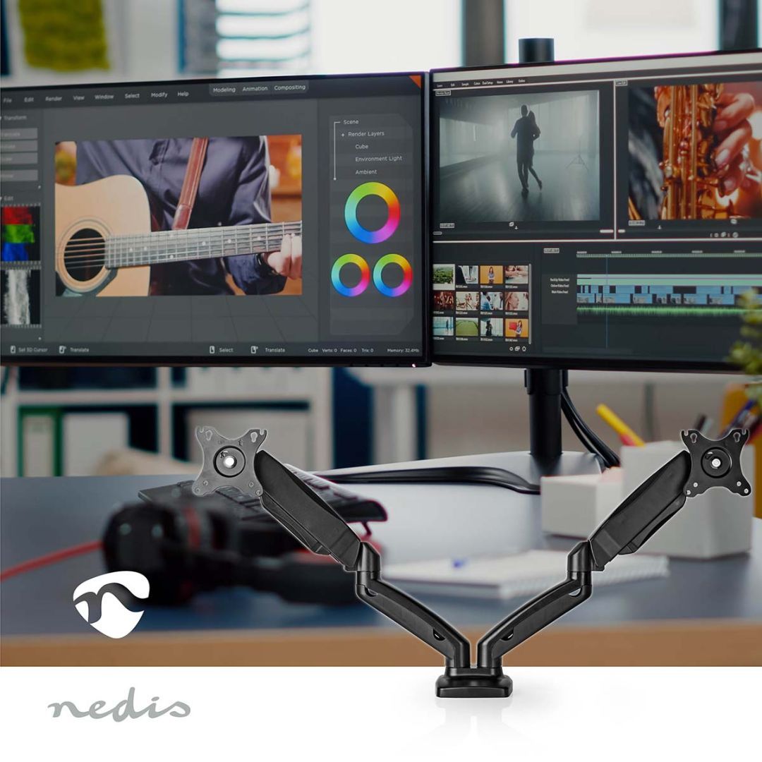 Nedis Gas Spring Desk Monitor Mount 15-32" Black Nedis Gas Spring Desk Monitor Mount 15-32" Black
