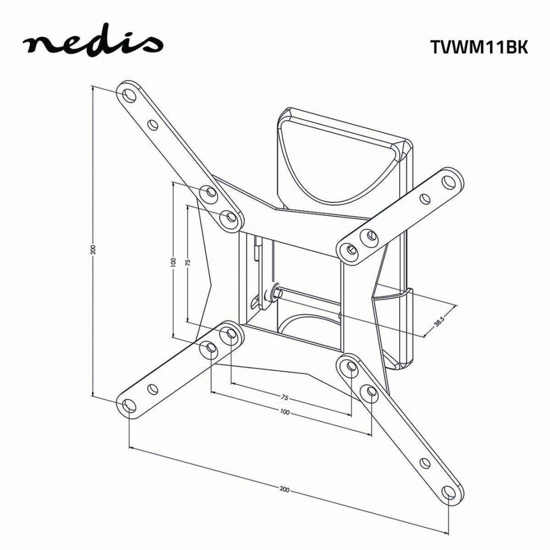 Nedis Full Motion TV Wall Mount 10-32" Black Nedis Full Motion TV Wall Mount 10-32" Black
