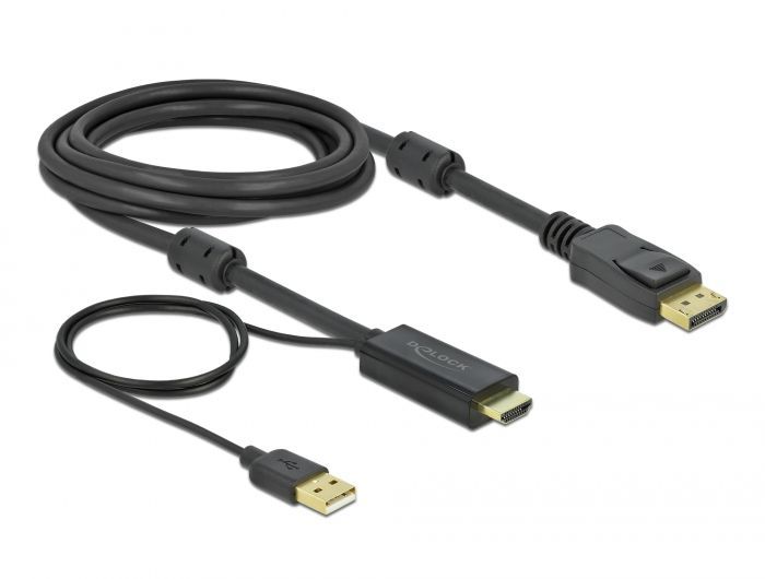DeLock HDMI to DisplayPort 4K 30Hz 3m Cable Black DeLock HDMI to DisplayPort 4K 30Hz 3m Cable Black