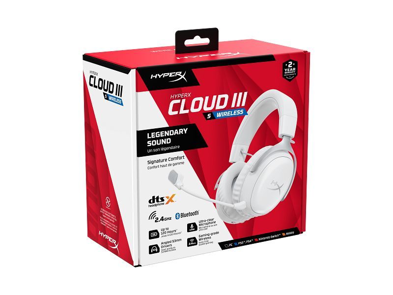 HP HyperX Cloud III Wireless Bluetooth Gaming Headset White HP HyperX Cloud III Wireless Bluetooth Gaming Headset White