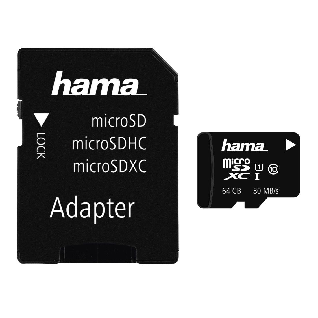 Hama 64GB microSDXC Class 10 UHS-I + adapterrel Hama 64GB microSDXC Class 10 UHS-I + adapterrel
